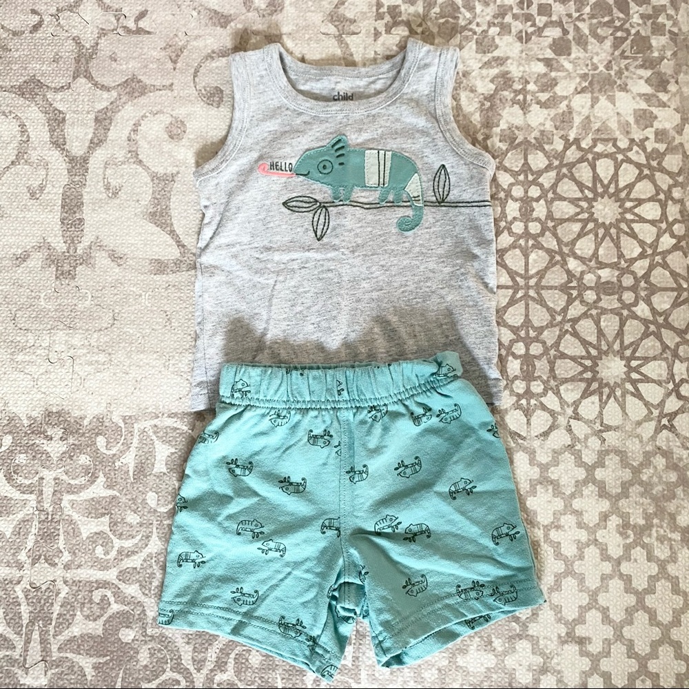 Child of Mine baby boy matching shorts and tank top set 12 mo